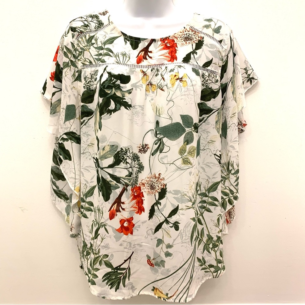 Joesph A. Floral Floral Cascade sleeve Blouse Med